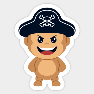 cute monkey pirates hat cartoon Sticker